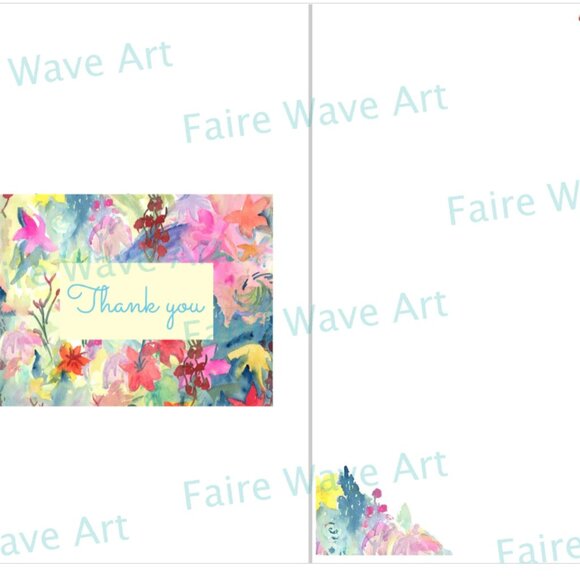 Tropical Pastel Floral Sampler of 5 Greeting Cards - Thank you, Happy Birthday - Picture 3 of 7